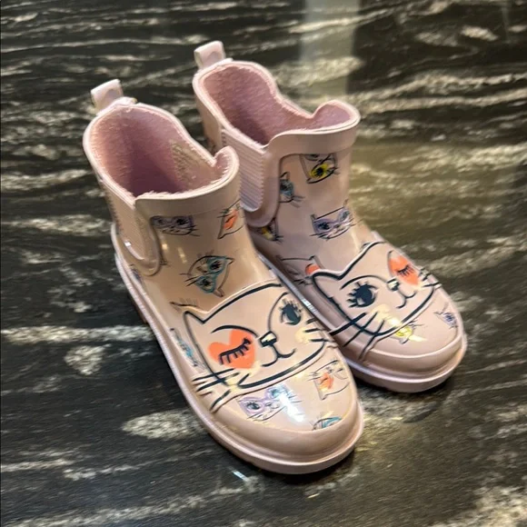 Cat & Jack Target Kids Cat Print Pink Rain Boots - Picture 2 of 12